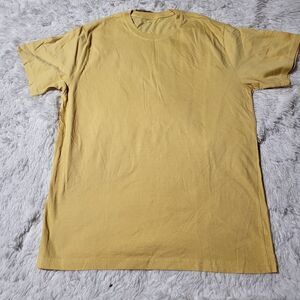 Men's yellow crew neck pullover tee t-shirt M